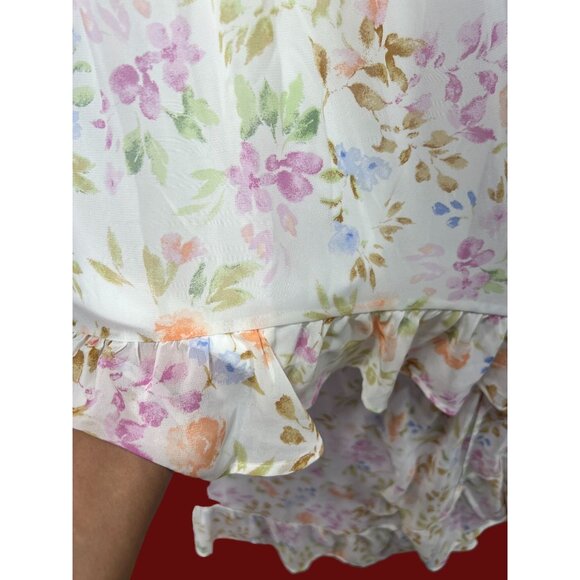 Rue 21 - Women's Summer Sleeveless High Low Hem Ruffle Floral Dress - White - M - Picture 13 of 16